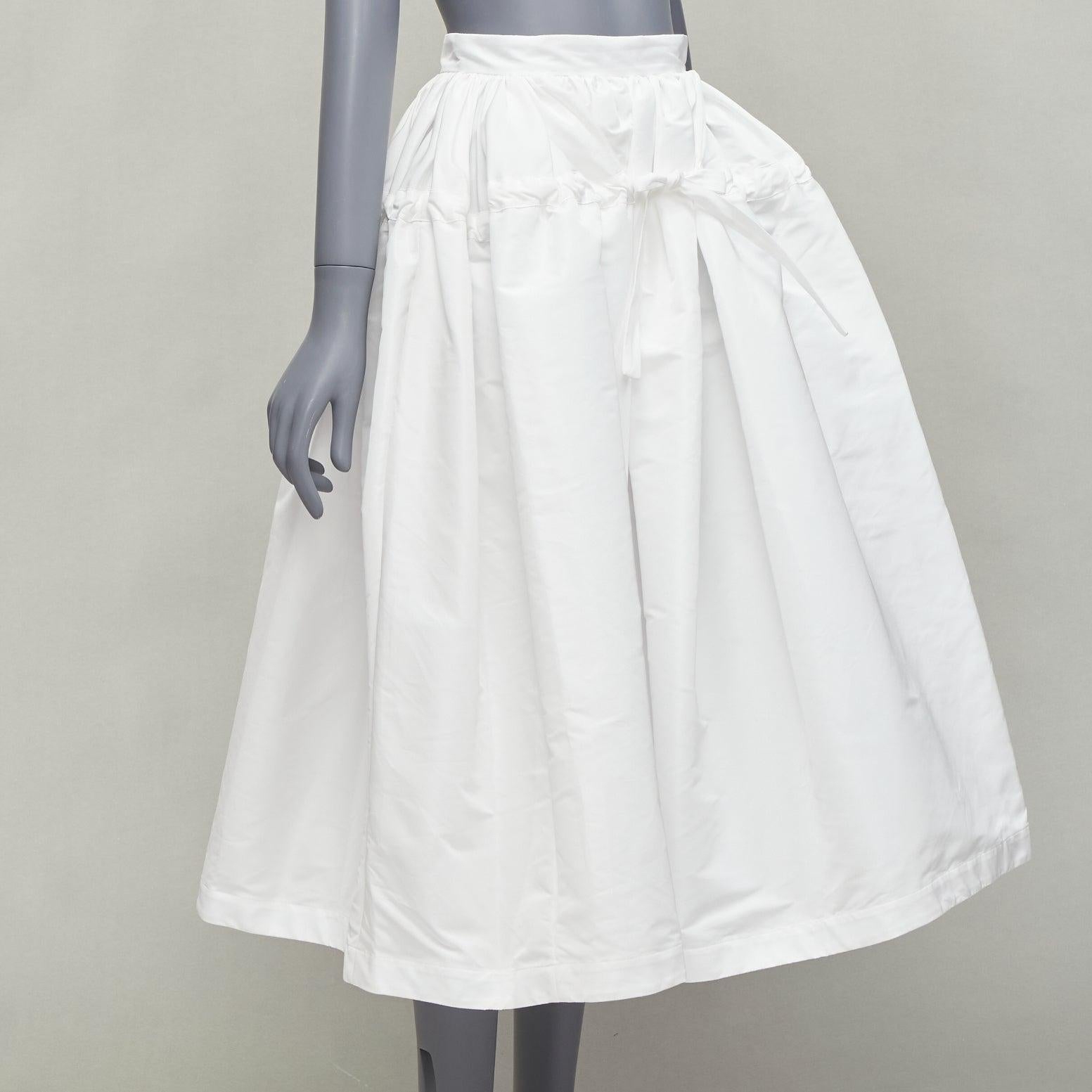 ALEXANDER MCQUEEN white drawstring tie detail puff flared full skirt IT38 XS In Excellent Condition For Sale In Hong Kong, NT