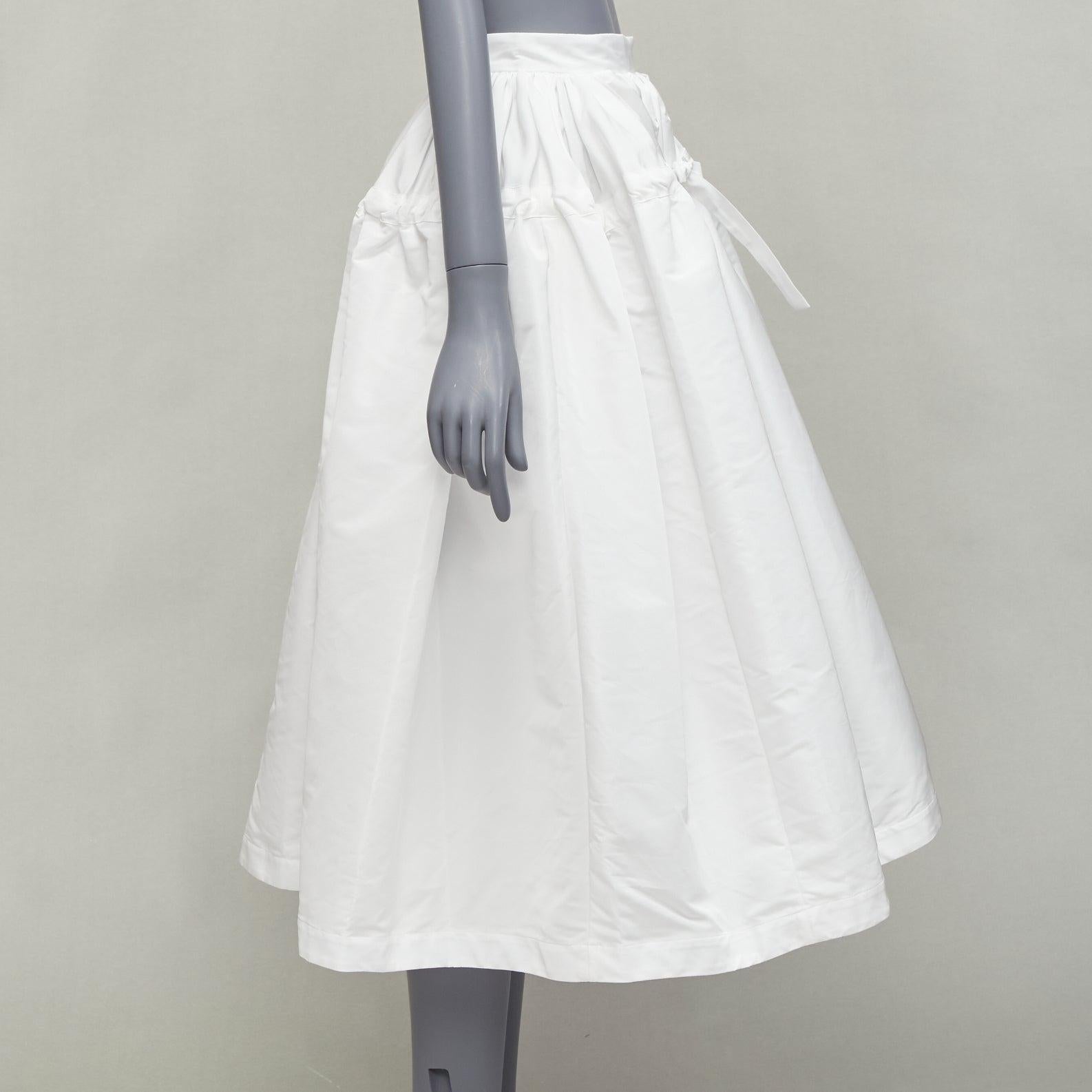 Women's ALEXANDER MCQUEEN white drawstring tie detail puff flared full skirt IT38 XS For Sale