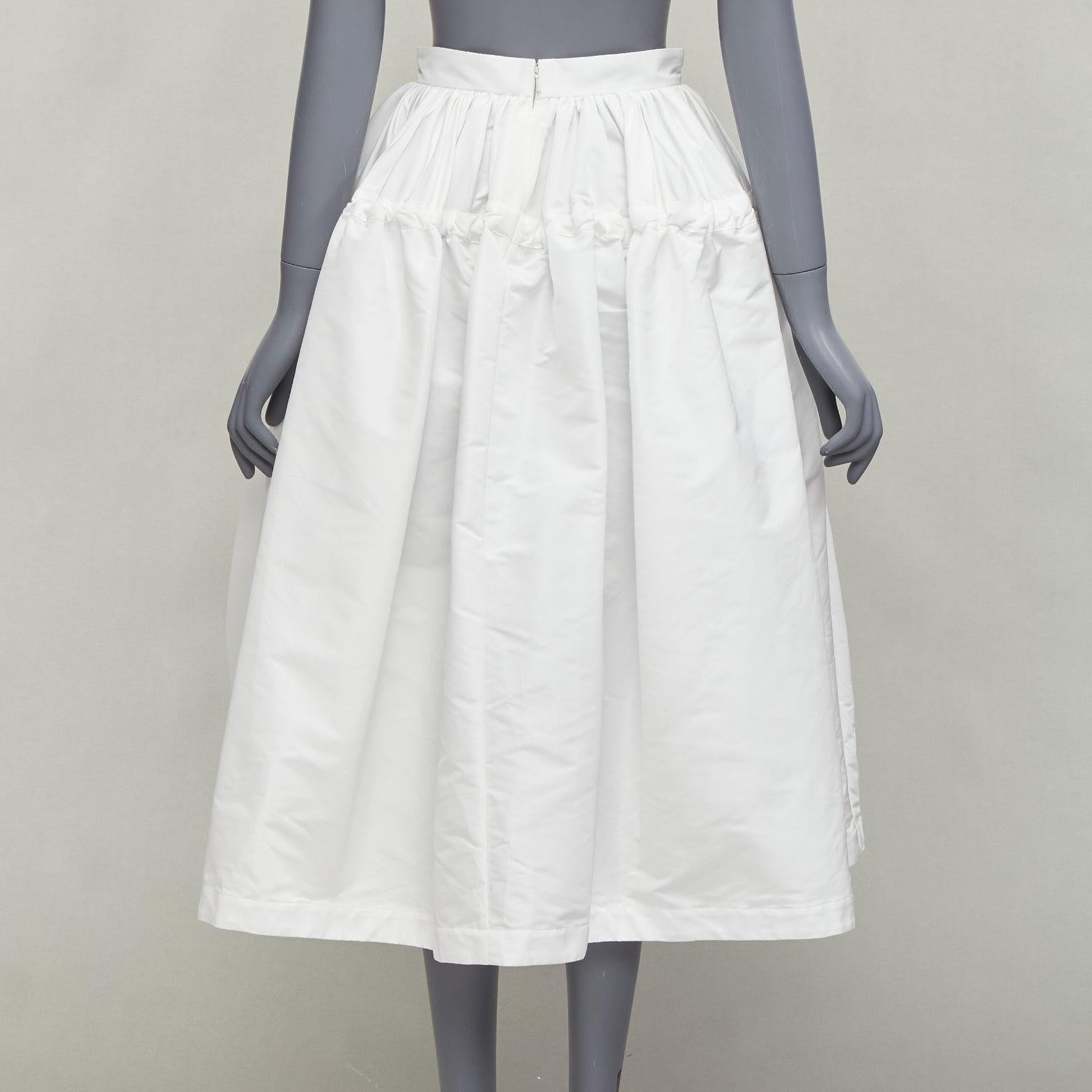 ALEXANDER MCQUEEN white drawstring tie detail puff flared full skirt IT38 XS For Sale 1