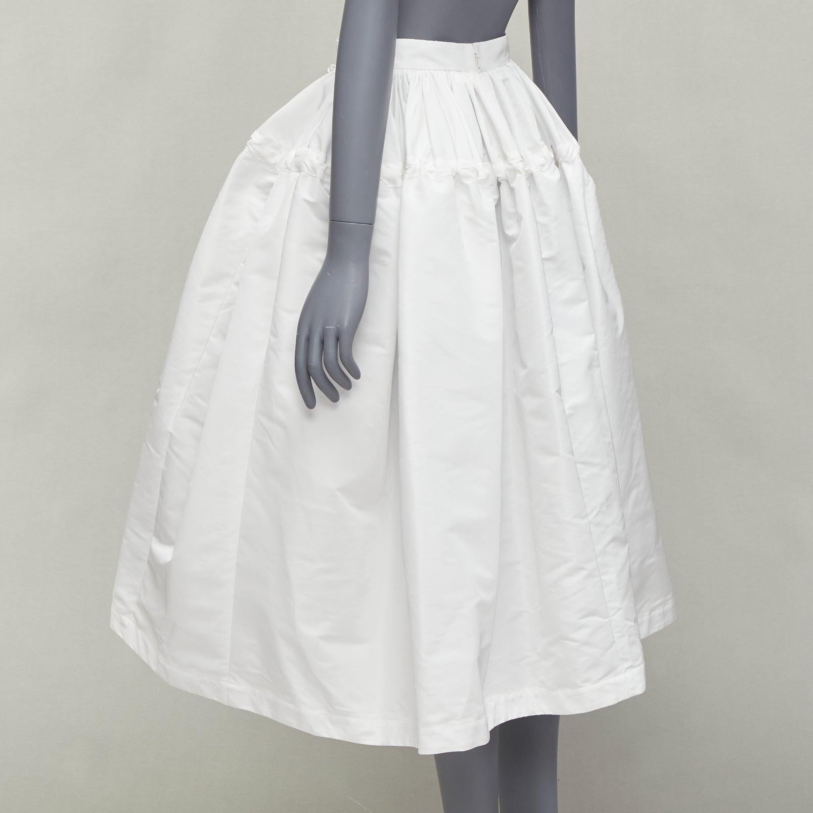 ALEXANDER MCQUEEN white drawstring tie detail puff flared full skirt IT38 XS For Sale 2