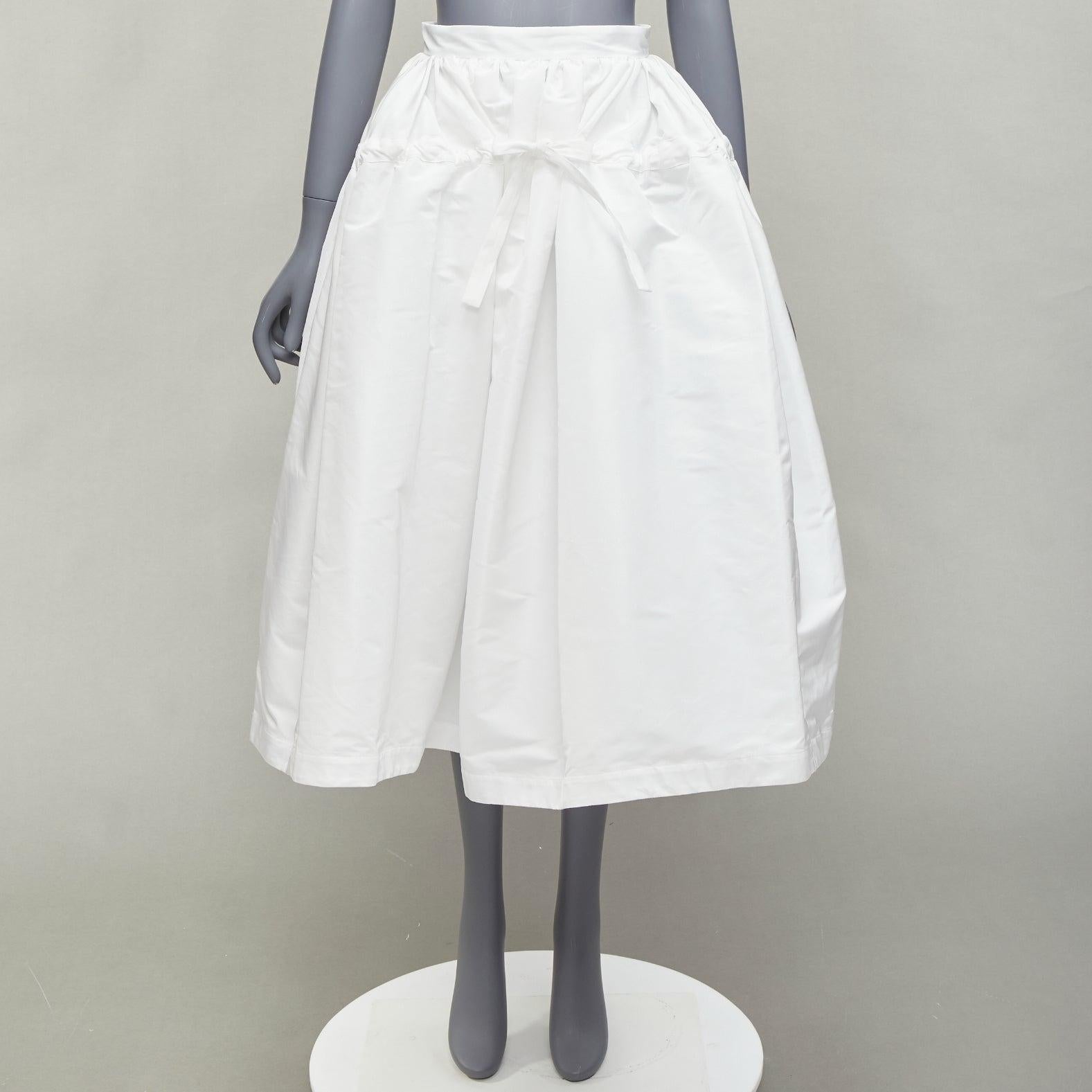 ALEXANDER MCQUEEN white drawstring tie detail puff flared full skirt IT38 XS For Sale 5