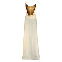 Alexander McQueen White Evening Gown with Gold Chains "Neptune" S/S 2006 Sz 42IT