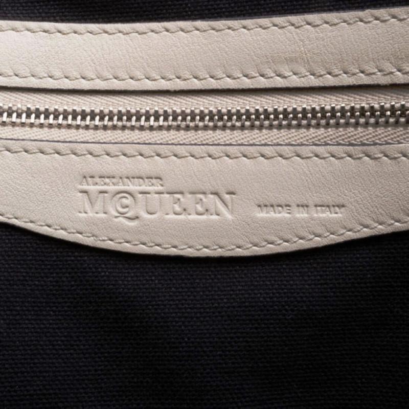 Alexander McQueen White Folkstitch Tote 4