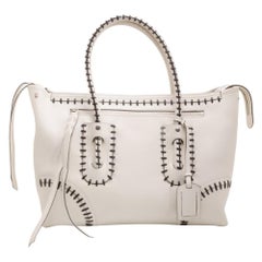 Alexander McQueen White Folkstitch Tote