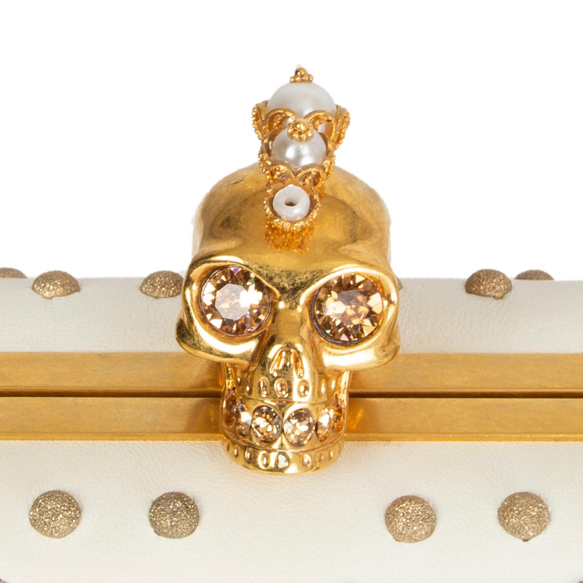Women's ALEXANDER MCQUEEN white gold PUNK SKULL PEARL Box Clutch Bag