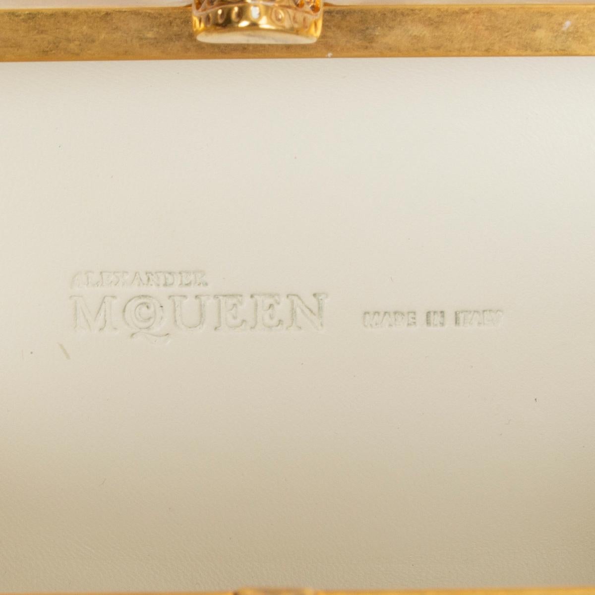 ALEXANDER MCQUEEN white gold PUNK SKULL PEARL Box Clutch Bag 3