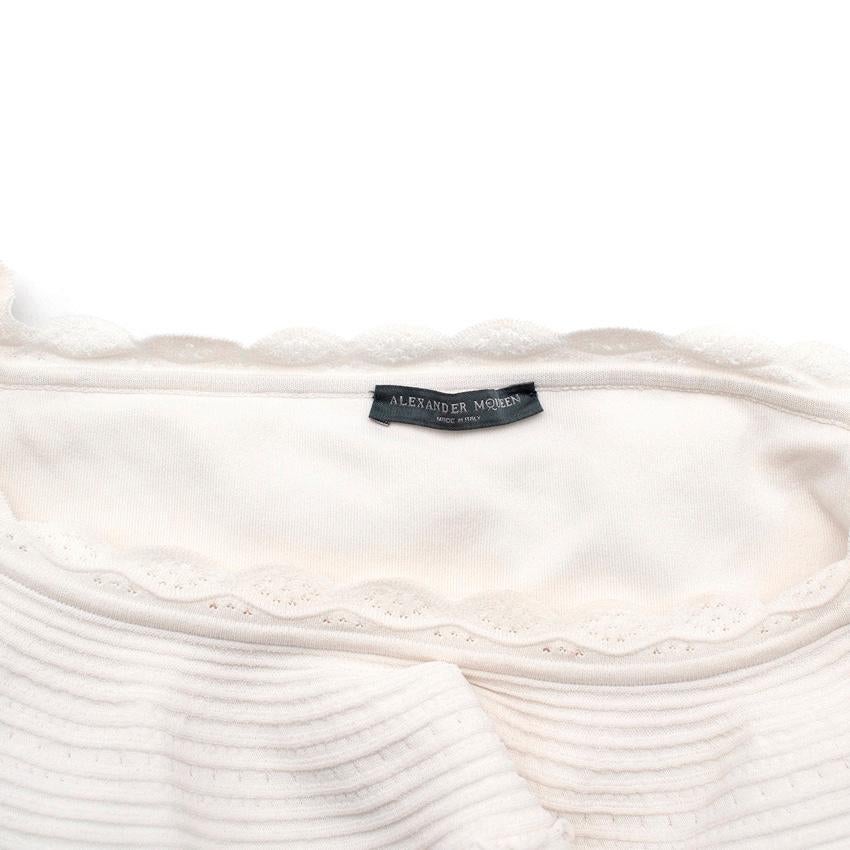 Alexander McQueen White Knitted Bardot Top & Skirt In Excellent Condition For Sale In London, GB