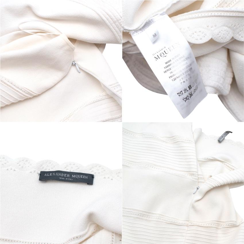 Alexander McQueen White Knitted Bardot Top & Skirt For Sale 2