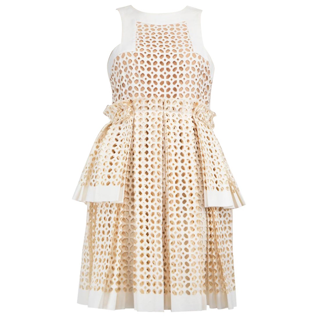 Alexander McQueen Weißes mehrlagiges Laser-Schliff-Kleid Größe M
