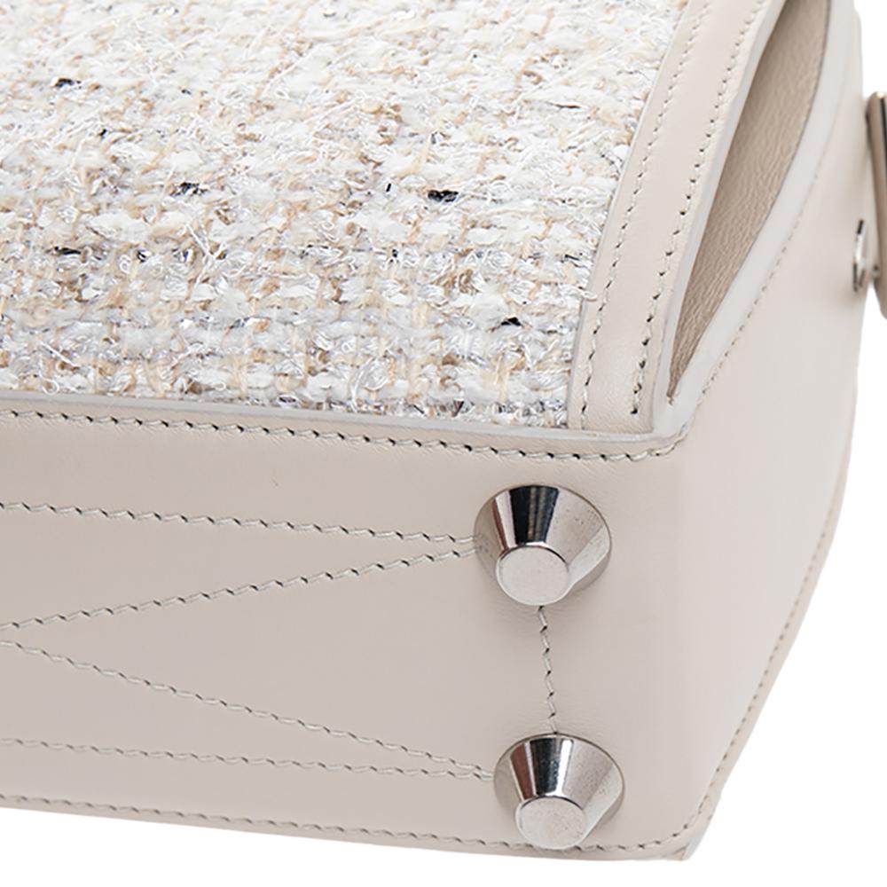 Alexander McQueen White Leather and Tweed Box 19 Crosssbody Bag 5