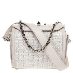 Alexander McQueen White Leather and Tweed Box 19 Crosssbody Bag