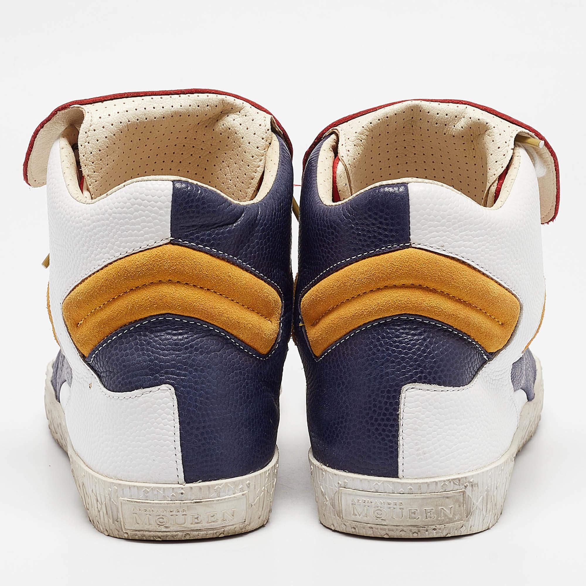 Alexander McQueen White Leather High Top Sneakers Size 44 For Sale 1