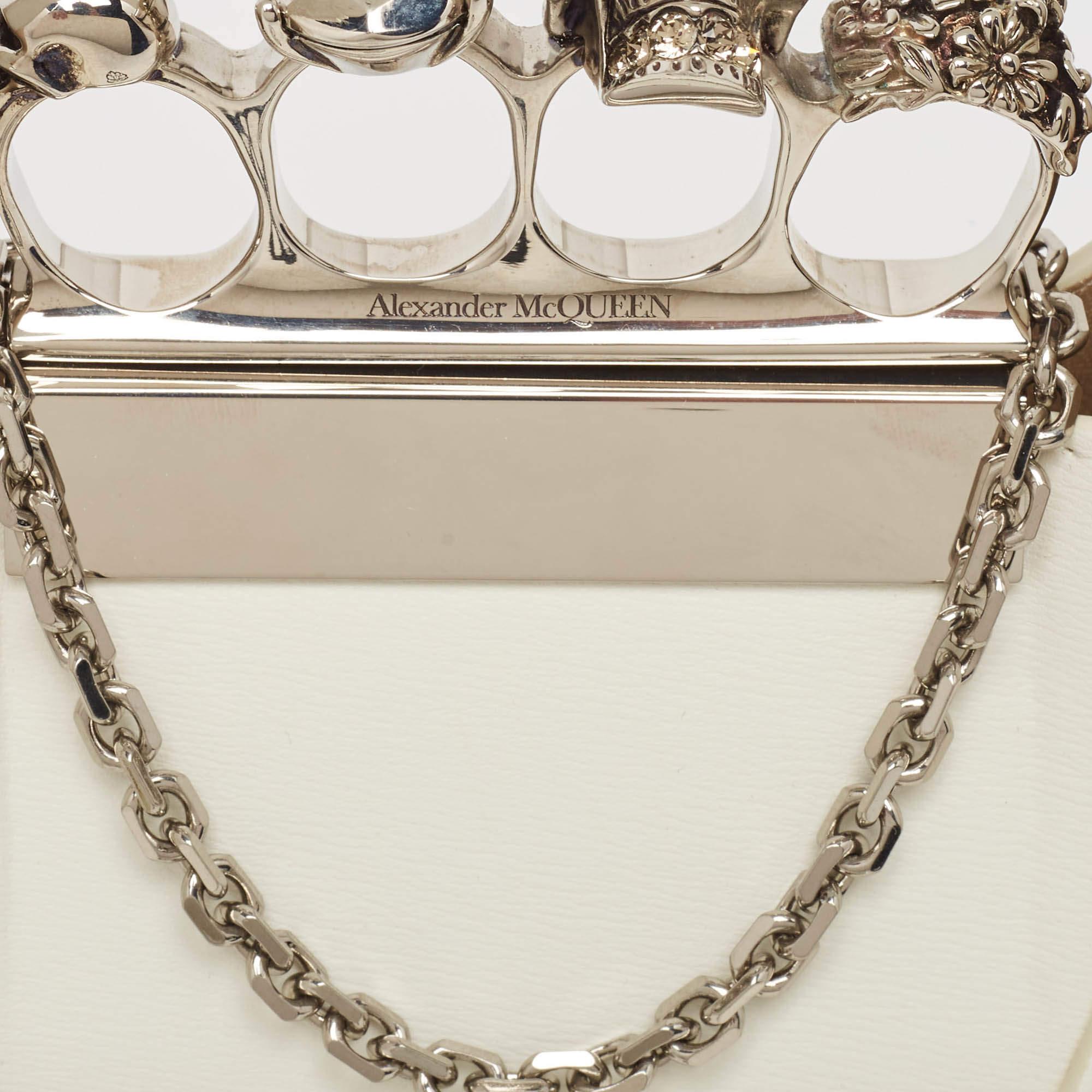 Alexander McQueen White Leather Mini Jewelled Hobo 1