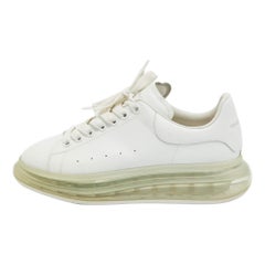 Used Alexander Mcqueen White Leather Oversized Transparent Sole Sneakers Size 42.5