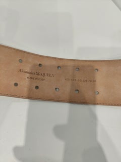 Alexander McQueen White leather silver hardware belt