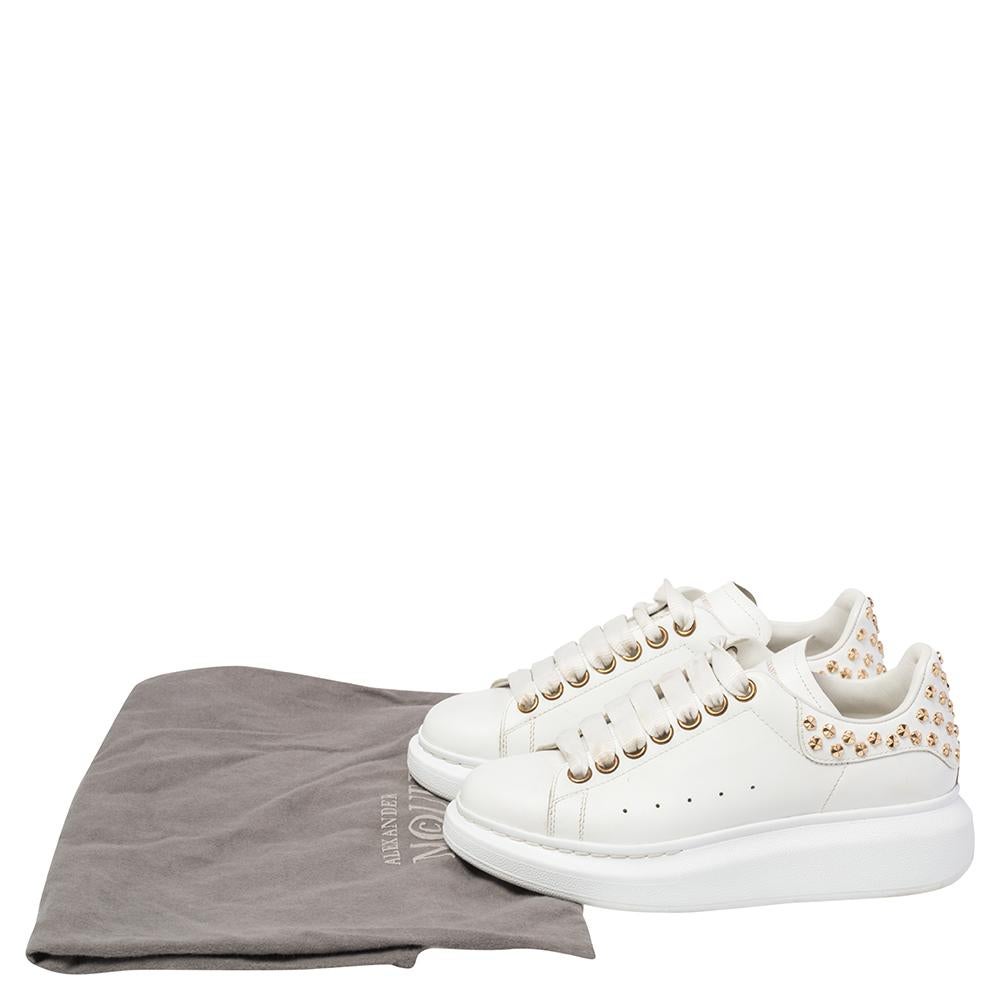 Women's Alexander McQueen White Leather Studded Oversized Sneakers Size EU 35