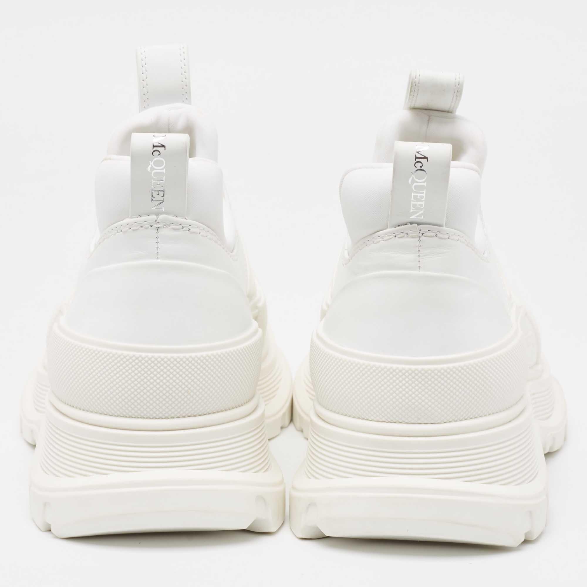 Men's Alexander McQueen White Leather Tread Slick Moto Sneakers Size 40