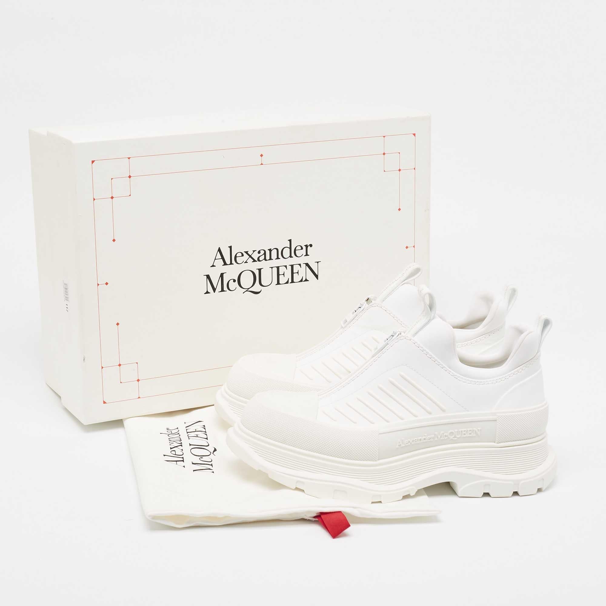 Alexander McQueen White Leather Tread Slick Moto Sneakers Size 40 4