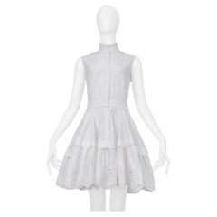 Alexander Mcqueen White Mini Dress With Eyelet Trim 2018