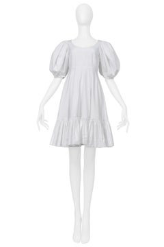 Alexander McQueen White Mini Dress With Puff Sleeves And Hem 2019