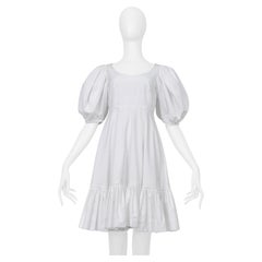 Alexander McQueen White Mini Dress With Puff Sleeves And Hem 2019