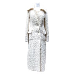 Alexander McQueen White Mohair Wool Fluffy Long Lengt Coat Size XS