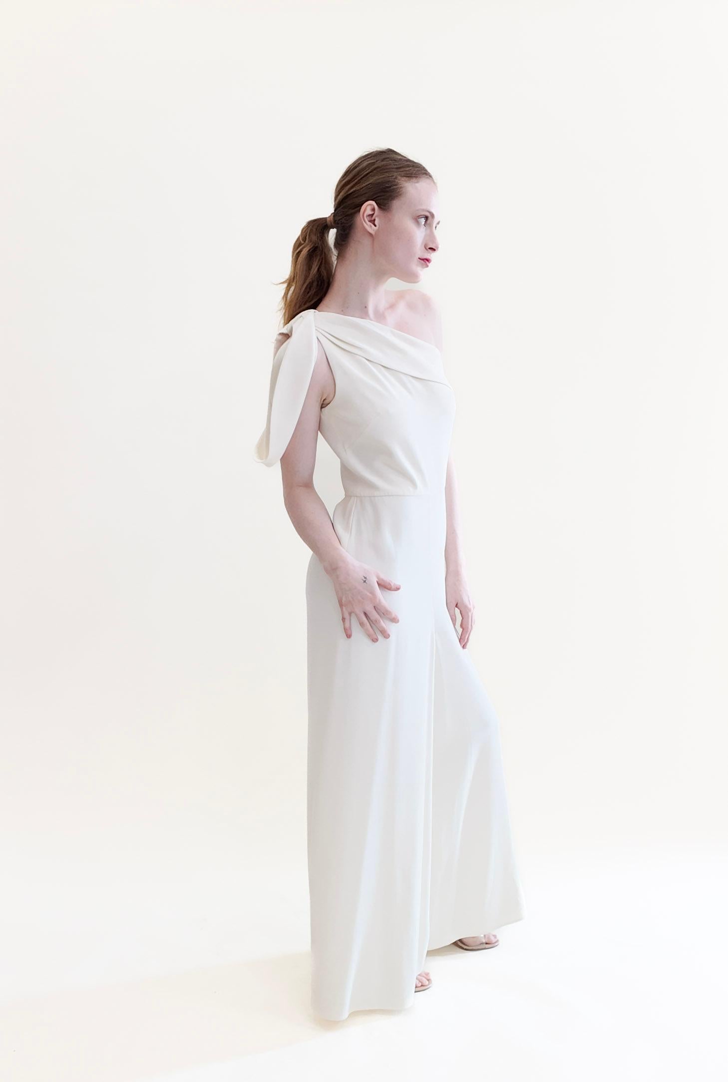 Women's Alexander McQueen White One Shoulder Jumpsuit For Sale