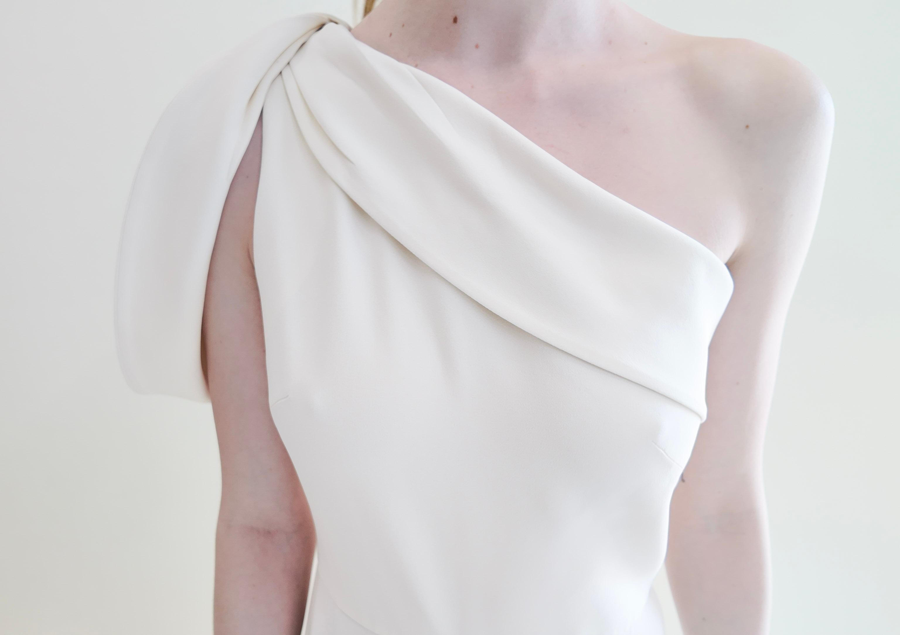 Alexander McQueen White One Shoulder Jumpsuit For Sale 1
