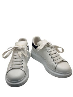 Alexander McQueen White Oversized Leather Sneakers with Black Heel Tab Size 37