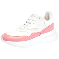 Alexander McQueen White/Pink Leather And Mesh Oversized Runner Low Size 40.5