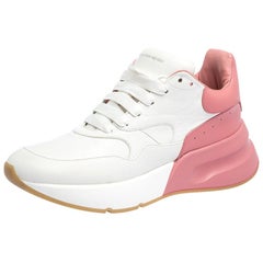 Alexander McQueen White/Pink Leather And Mesh Oversized Runner Low Size 40.5