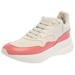 Used Alexander McQueen White/Pink Leather Oversized Runner Low Top Sneakers Size 41