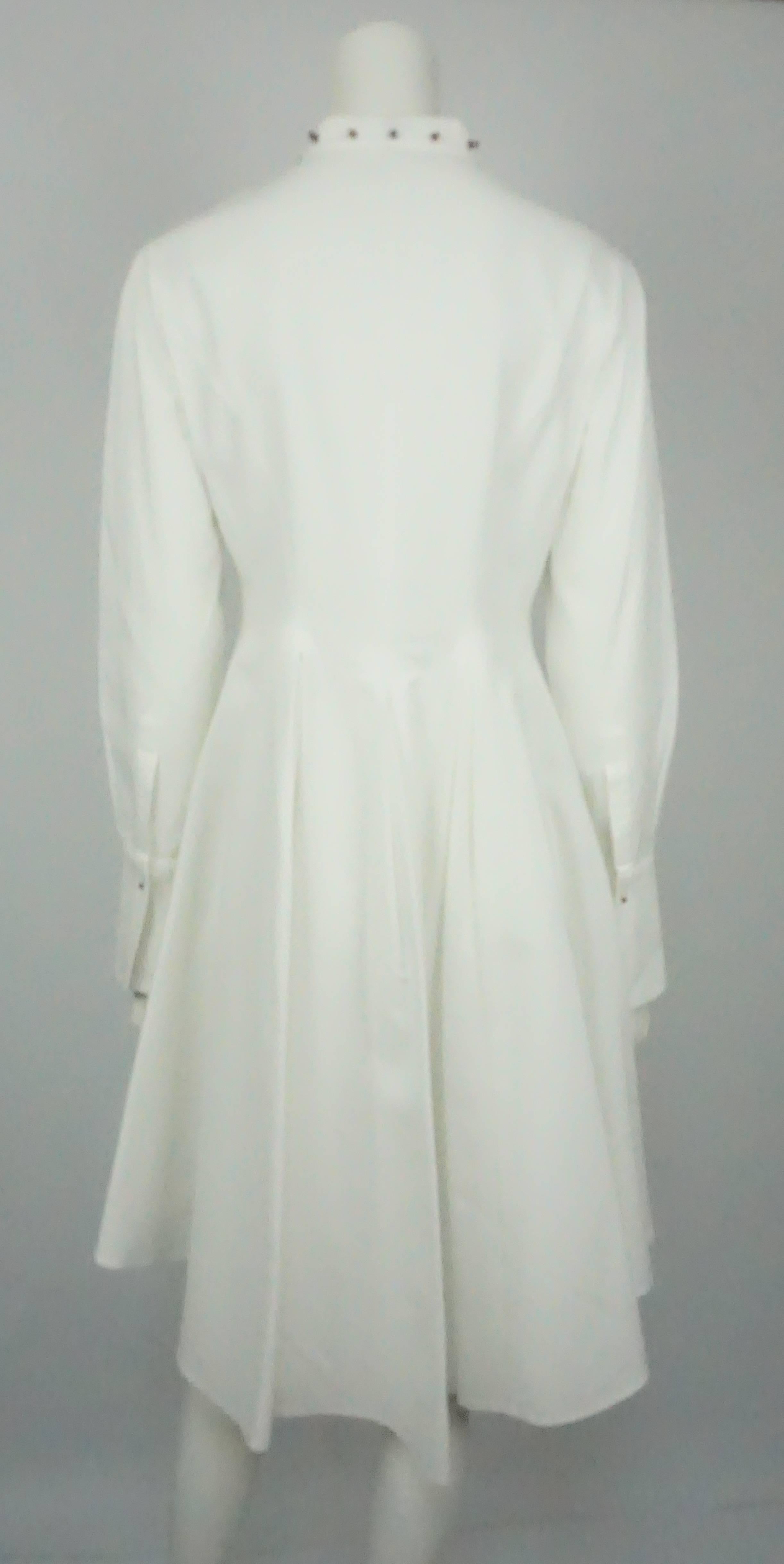 Gray Alexander McQueen White Pique Long Tunic/3/4 Coat - M