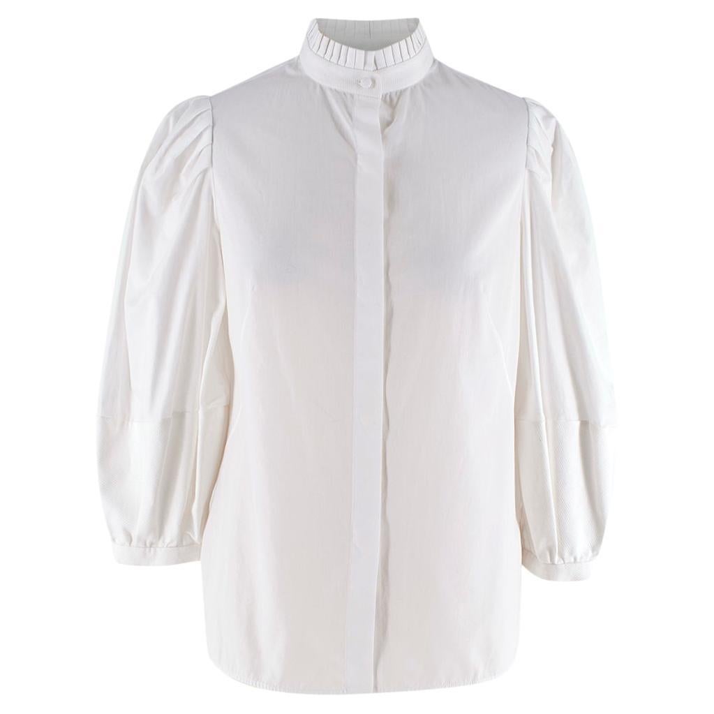Alexander McQueen White Poplin & Waffle Cotton Shirt US 2-4 For Sale