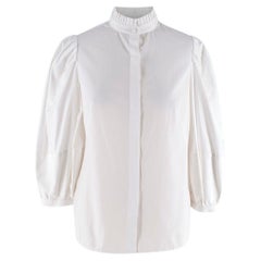 Alexander McQueen White Poplin & Waffle Cotton Shirt US 2-4