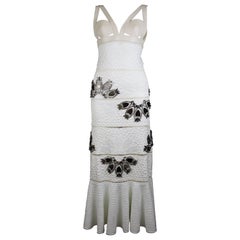 Alexander McQueen White Python Dress with Mirror Embellishments, SS15, Size 2 US