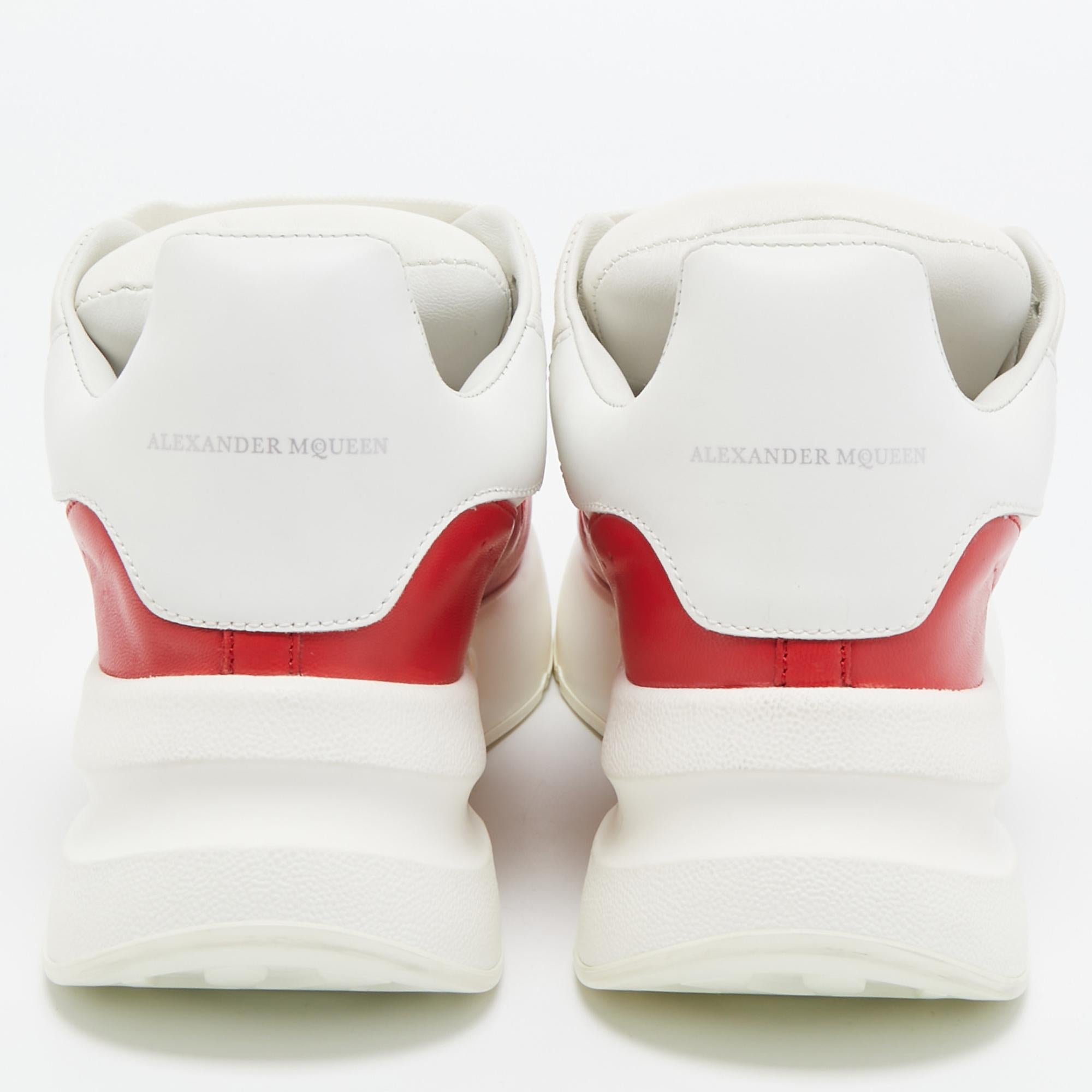 Women's Alexander McQueen White/Red Leather and Canvas Larry Sneakers Size 38 For Sale