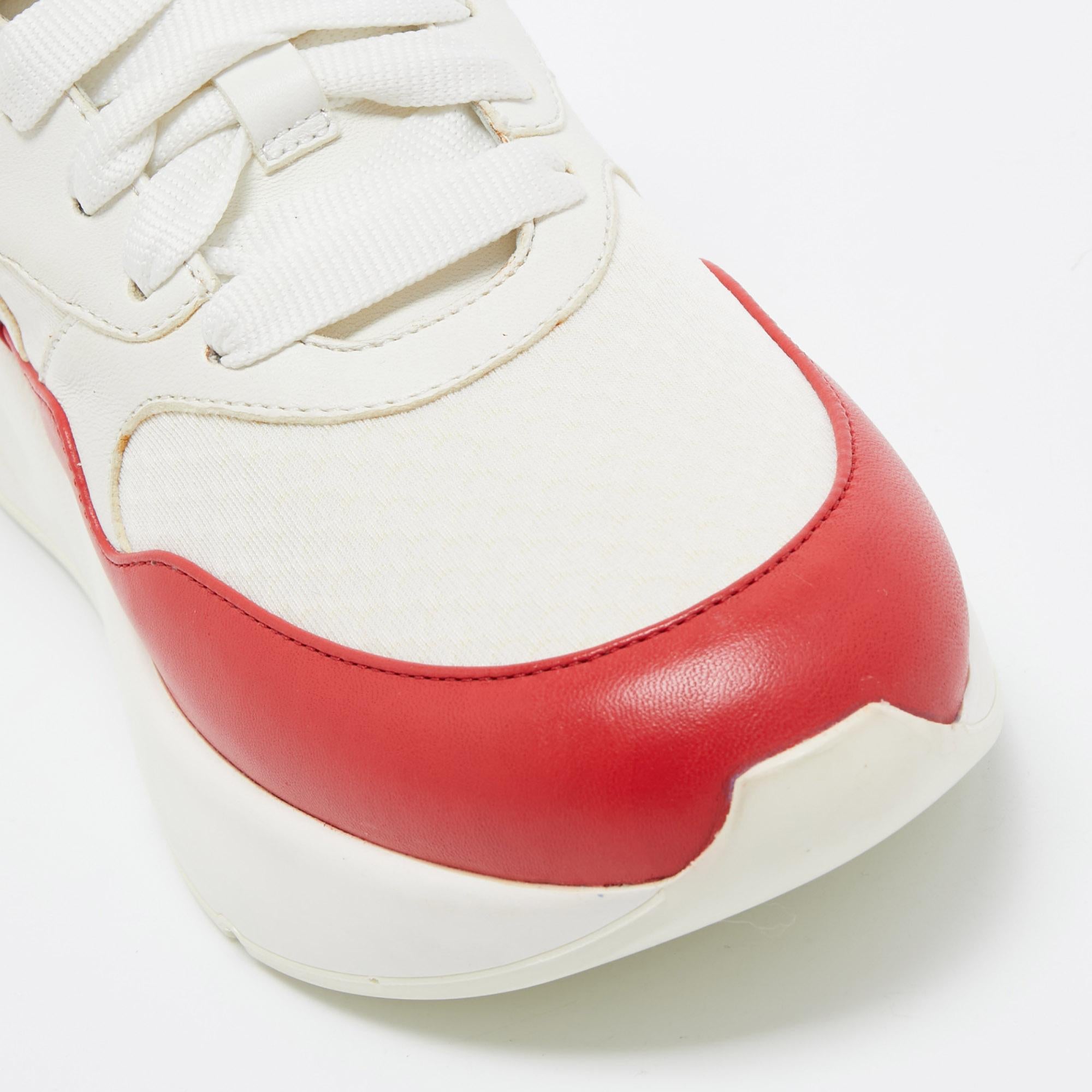 Alexander McQueen White/Red Leather and Canvas Larry Sneakers Size 38 2