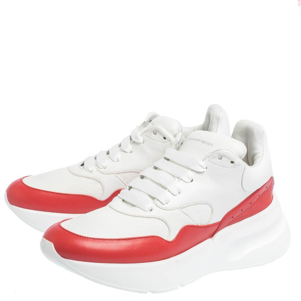 Alexander McQueen White/Red Leather And Mesh Oversized Runner Low Size 40 1