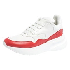 Alexander McQueen White/Red Leather And Mesh Oversized Runner Low Size 40