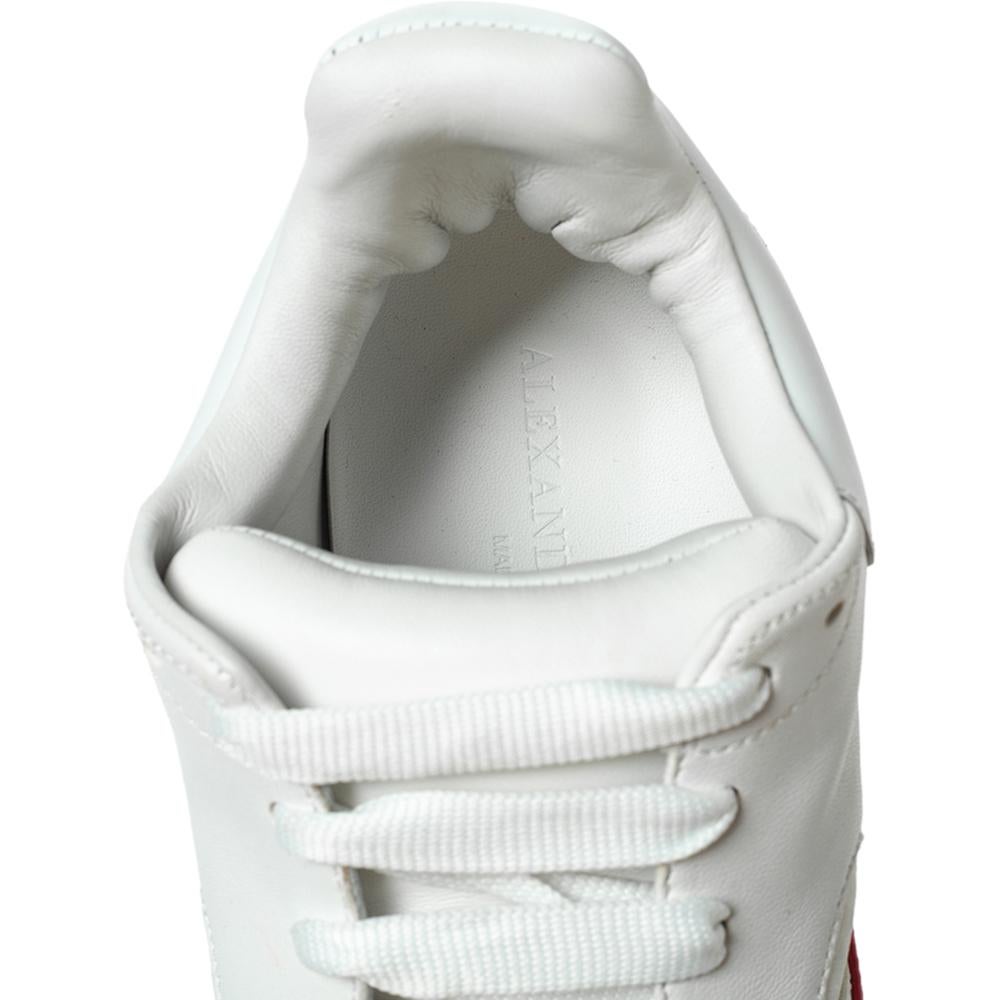 Gray Alexander McQueen White/Red Leather And Mesh Oversized Runner Sneakers Size 41