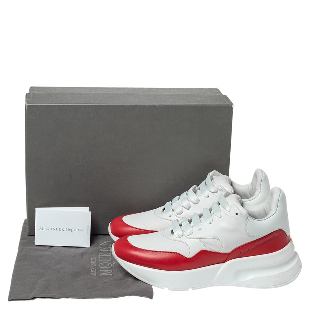 Women's Alexander McQueen White/Red Leather And Mesh Oversized Runner Sneakers Size 41