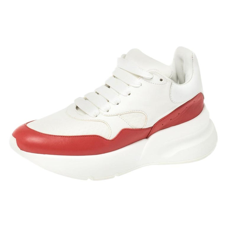 Alexander McQueen White/Red Oversized Runner Low Top Sneakers Size 38 ...