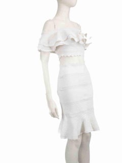 Alexander McQueen White Ruffle Lace Skirt Set Size S