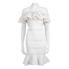 Alexander McQueen White Ruffle Lace Skirt Set Size S
