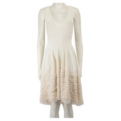 Alexander McQueen White Ruffle Skirt Midi Dress Size S