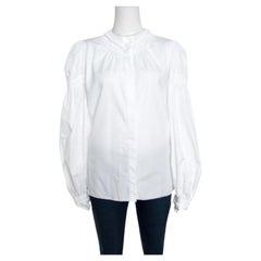 Alexander McQueen, chemisier blanc à manches longues à volants et bordure froncée M