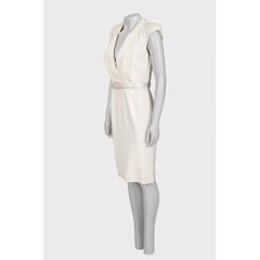Alexander McQueen White Silk-Blend V-Neck Fitted Dress IT 42 M NWT