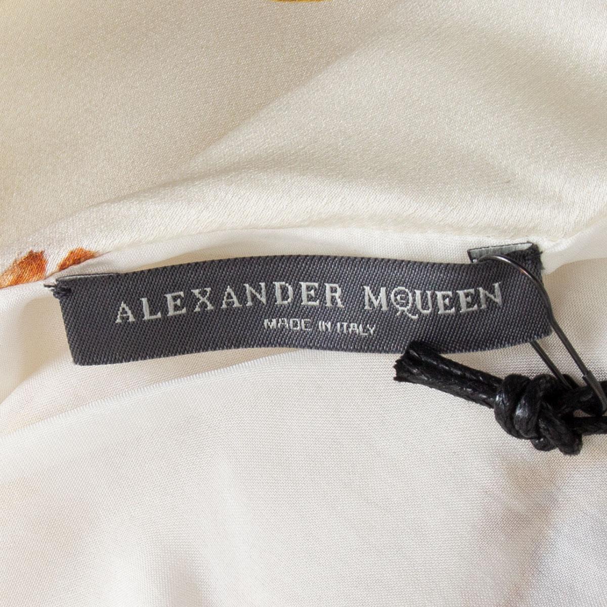 White ALEXANDER MCQUEEN white silk BUTTERFLY ONE SHOULDER GOWN Dress 40 S