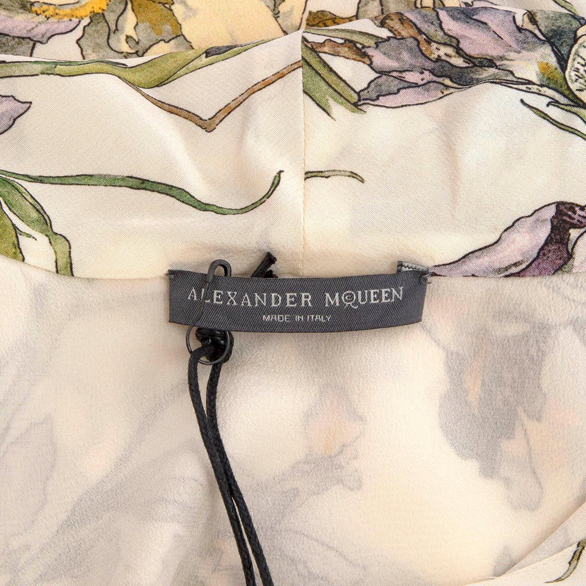 ALEXANDER MCQUEEN white silk FLORAL PUSSY BOW SHIRT Dress 38 XS 3